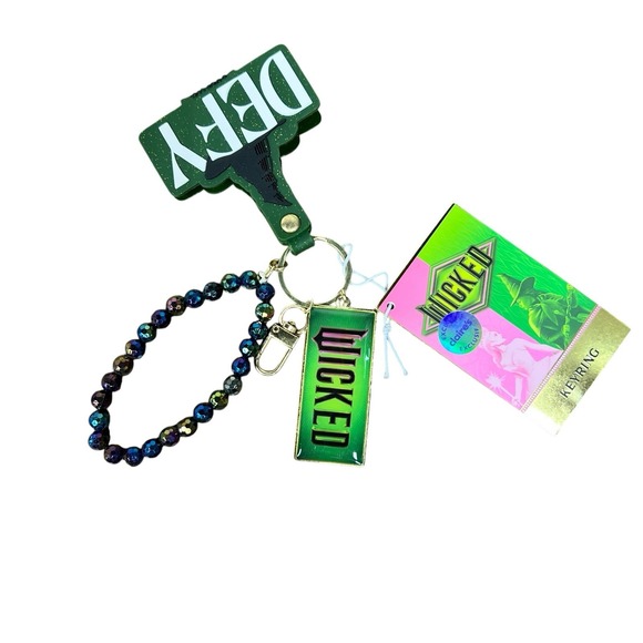 Wicked Elphaba Defy Keychain Green Solid Purse Charm Keychain Bracelet - Picture 2 of 4